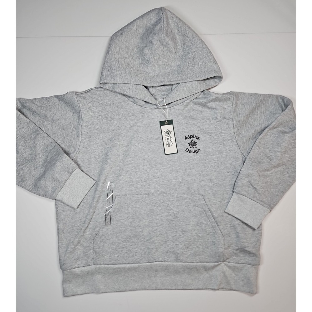 Alpine Design Womens Light Gray Cropped‎ Pullover Terry Hoodie Size Large NWT